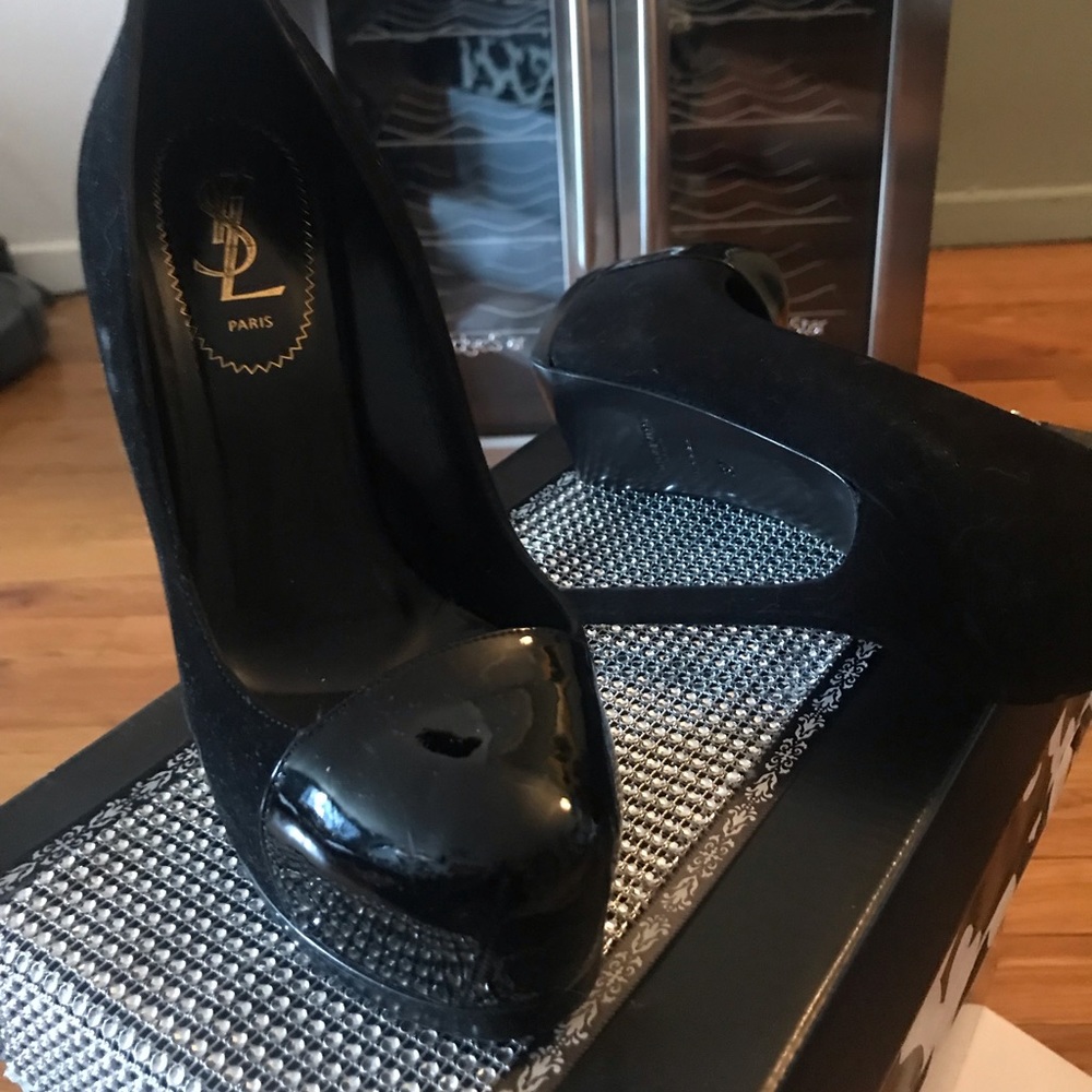 YSL TRIBUTE 2 black suede & leather platforms